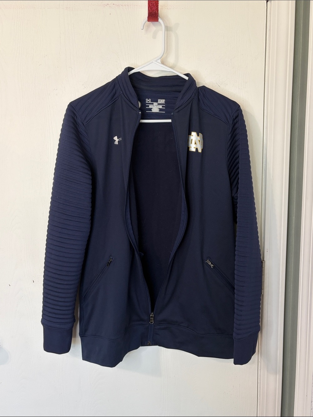 Under Armour Notre Dame Soft Zip-Up Navy Track Jacket Women's Small (Fits Med) - Picture 4 of 7
